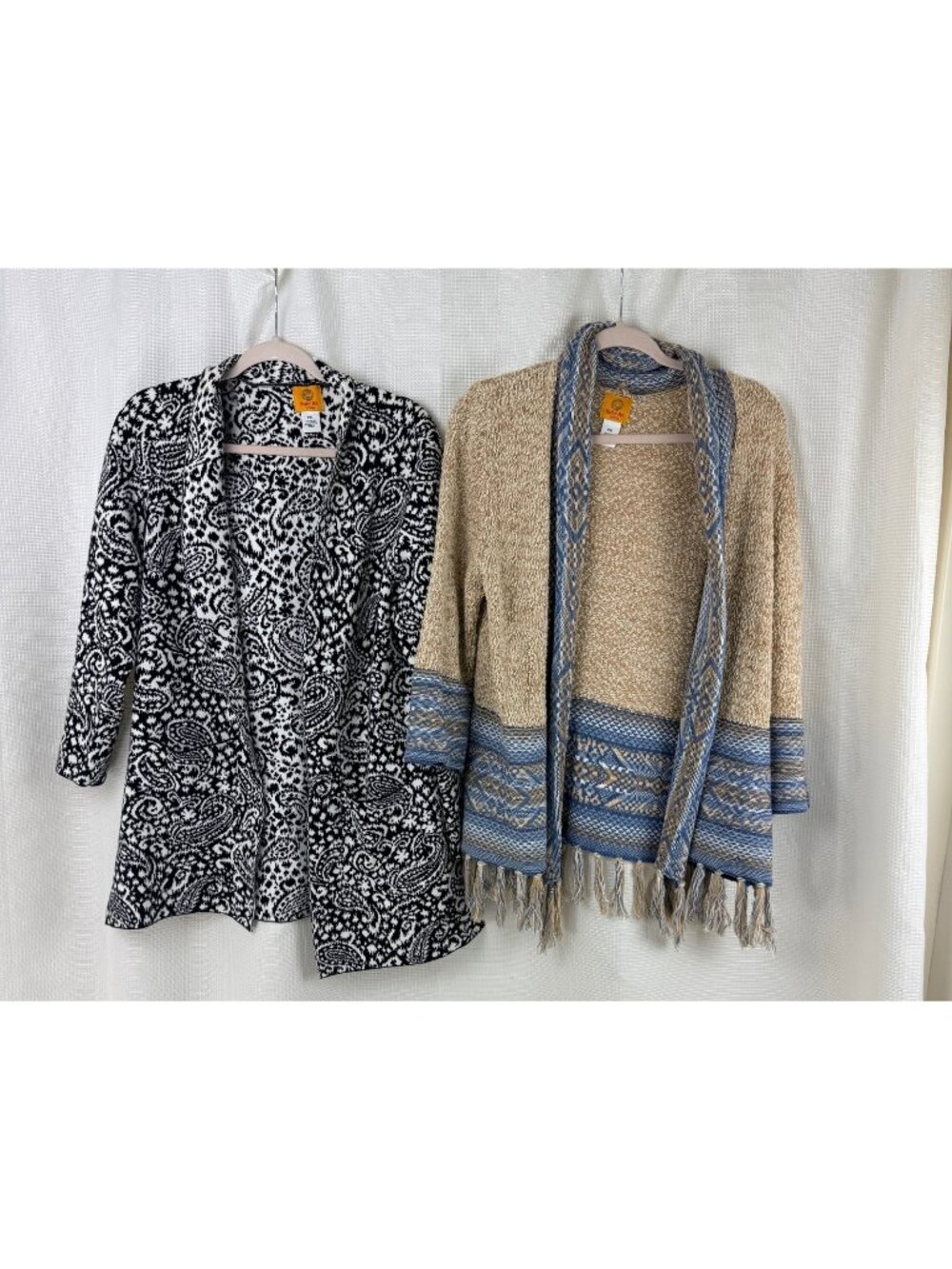 Ruby Rd Petite Womens Open Front Cardigan Bundle PXL Paisley Fringe Lot of 2